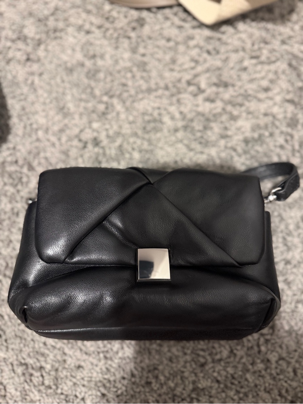 Target Black Quilted Faux Leather Crossbody with Silver Accent